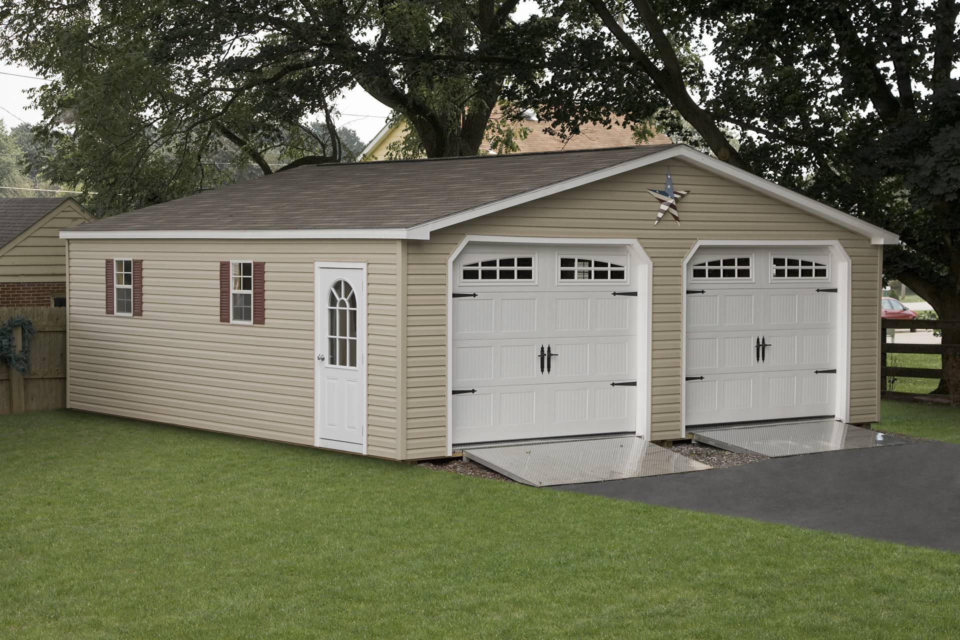 2 Car Garage Wood Amish Backyard Structures